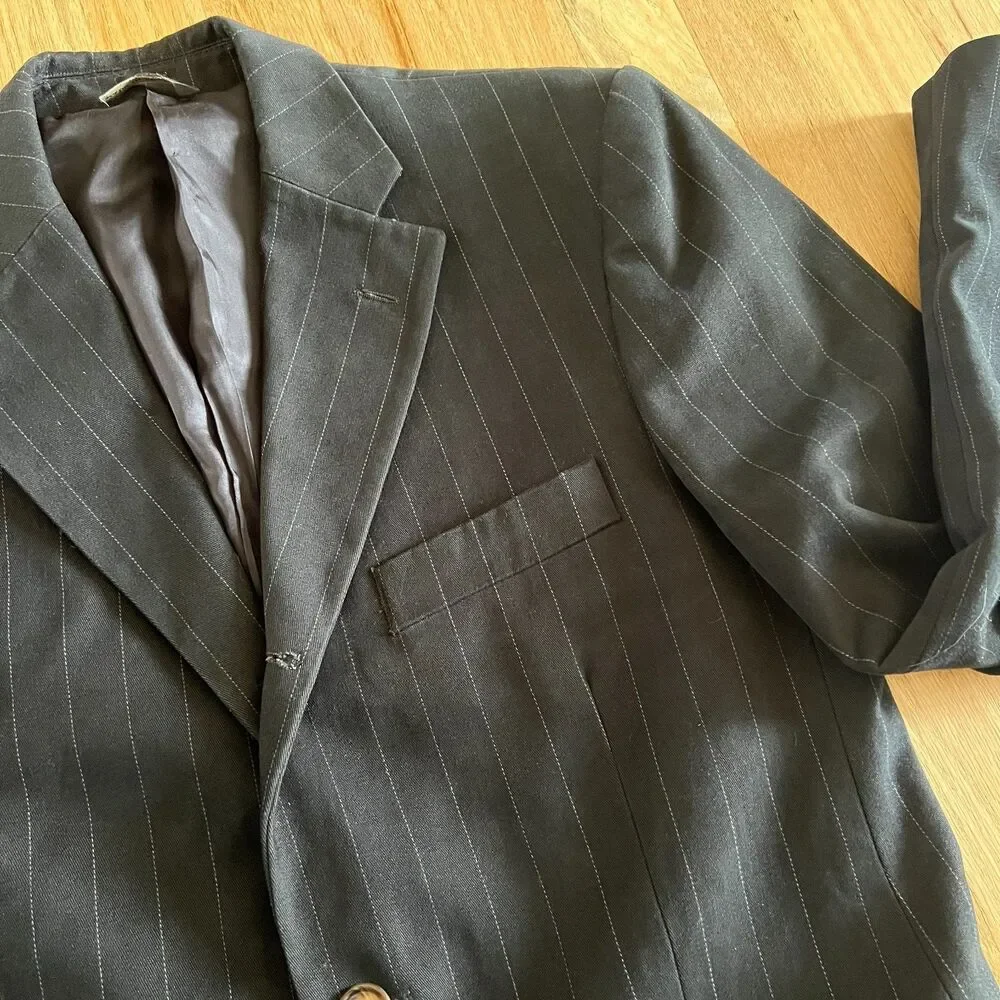 Banana Republic Cotton black pin striped  Blazer Jacket sports coat business 38S